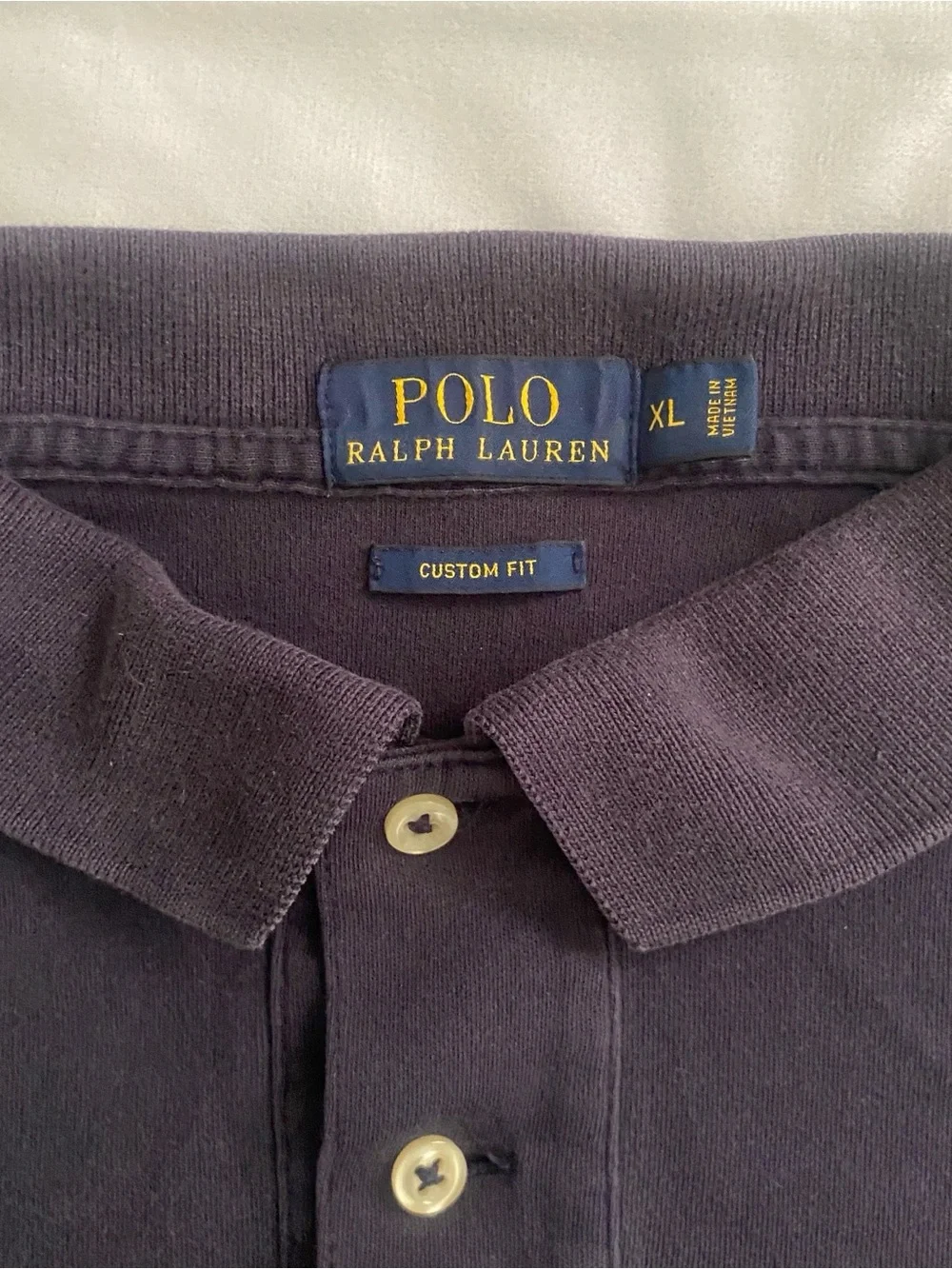 Polo Ralph Lauren Men's XL Custom Fit Polo Shirt Navy Blue Red Pony SS Pique